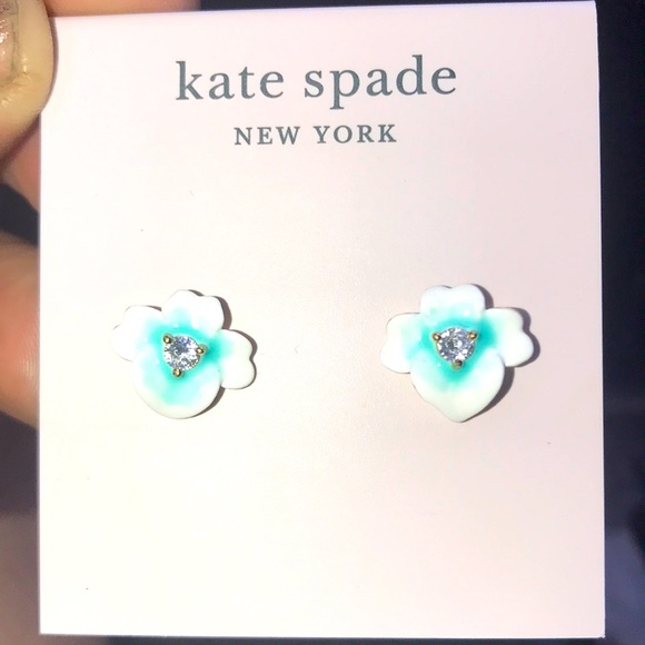Kate Spade blue pansy earrings NWT